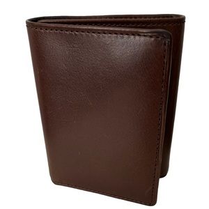 Coach Mens Compact Trifold Wallet Water Buffalo Leather Mahogany Brown